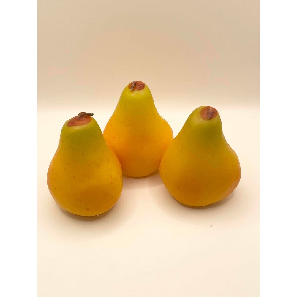 Vintage Two's Company Oh Yes Pear Candles Set of 3 Yellow Fruit Decor 1201 - Picture 2 of 6